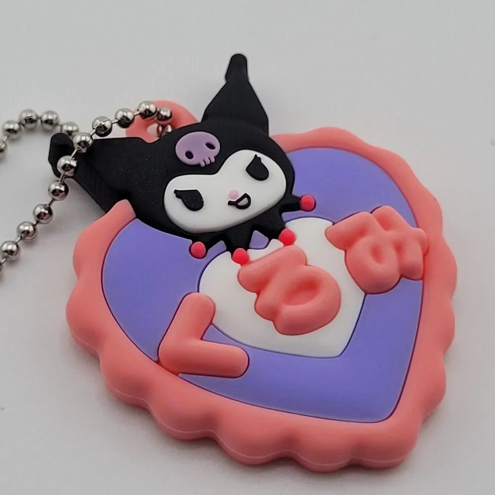 Kuromi - Sanrio Pink Marchen Name Holder Rubber Keychain